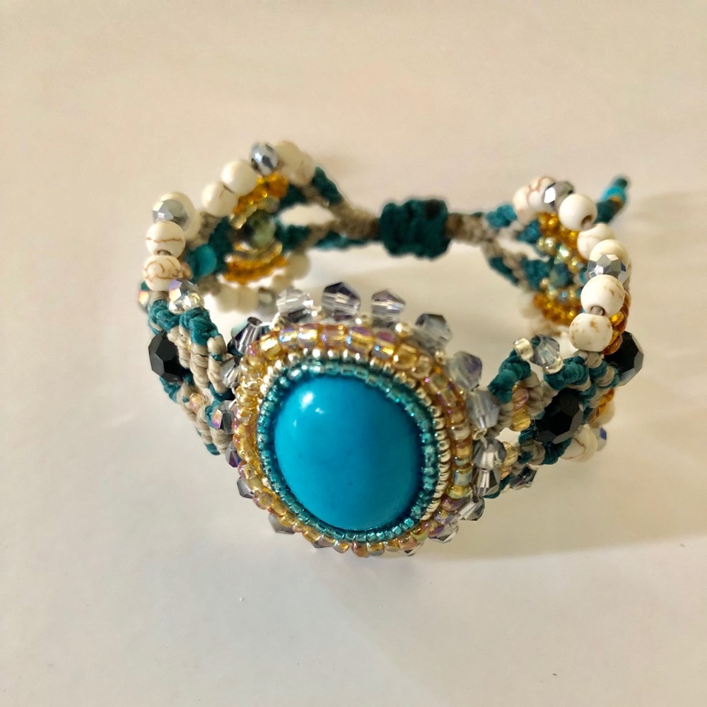 Beaded Macrame Adjustable Bracelet - image 1